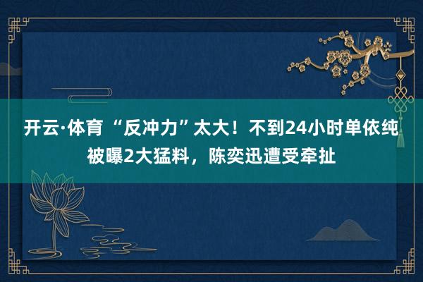 开云·体育 “反冲力”太大！不到24小时单依纯被曝2大猛料，陈奕迅遭受牵扯