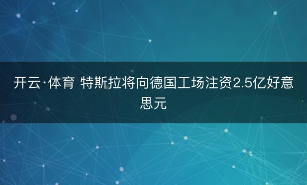 开云·体育 特斯拉将向德国工场注资2.5亿好意思元