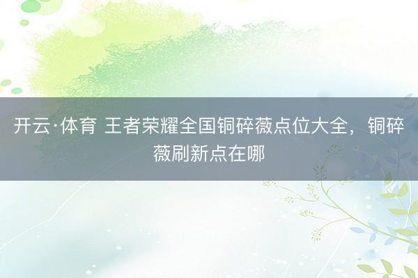开云·体育 王者荣耀全国铜碎薇点位大全，铜碎薇刷新点在哪