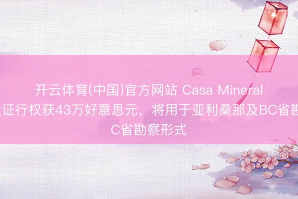 开云体育(中国)官方网站 Casa Minerals认股权证行权获43万好意思元，将用于亚利桑那及BC省勘察形式