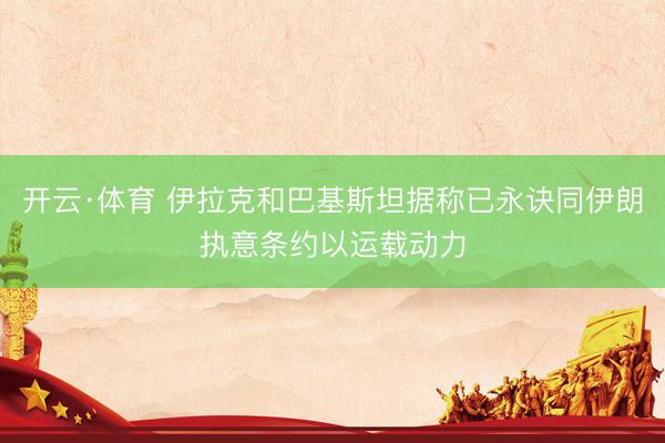 开云·体育 伊拉克和巴基斯坦据称已永诀同伊朗执意条约以运载动力