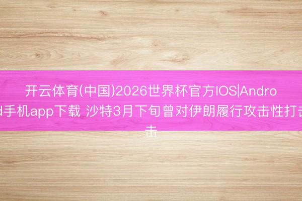 开云体育(中国)2026世界杯官方IOS|Android手机app下载 沙特3月下旬曾对伊朗履行攻击性打击