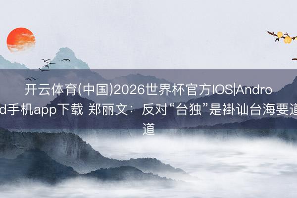 开云体育(中国)2026世界杯官方IOS|Android手机app下载 郑丽文：反对“台独”是褂讪台海要道