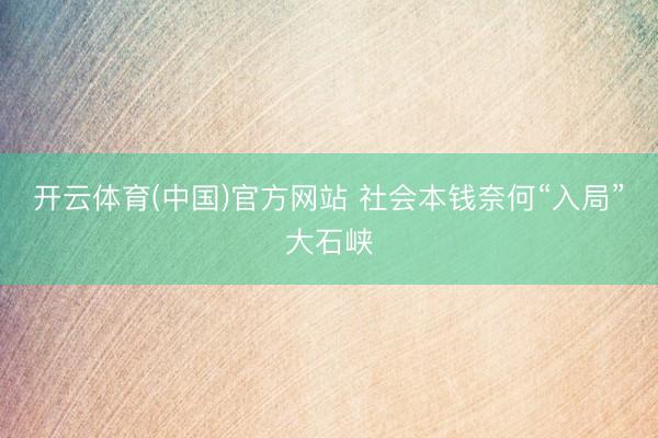 开云体育(中国)官方网站 社会本钱奈何“入局”大石峡
