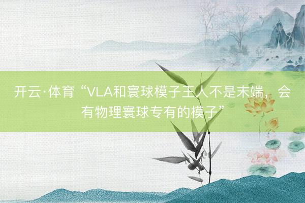 开云·体育 “VLA和寰球模子王人不是末端，会有物理寰球专有的模子”