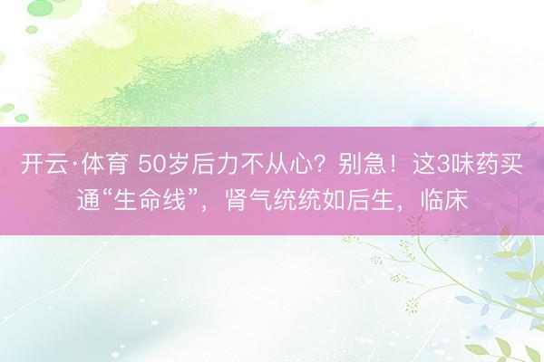 开云·体育 50岁后力不从心?别急!这3味药买通“生命线”,肾气统统如后生,临床