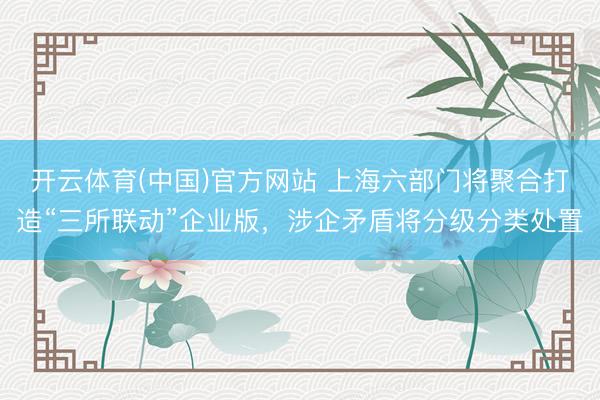 开云体育(中国)官方网站 上海六部门将聚合打造“三所联动”企业版,涉企矛盾将分级分类处置