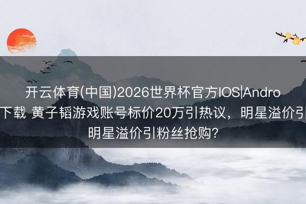 开云体育(中国)2026世界杯官方IOS|Android手机app下载 黄子韬游戏账号标价20万引热议，明星溢价引粉丝抢购？