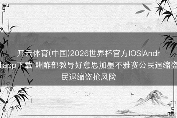 开云体育(中国)2026世界杯官方IOS|Android手机app下载 酬酢部教导好意思加墨不雅赛公民退缩盗抢风险